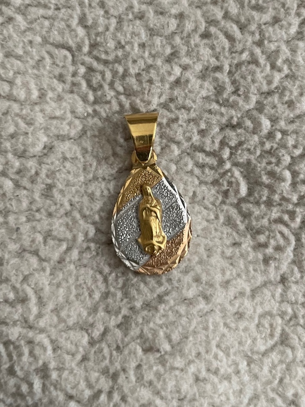 Tri Color Gold Our Lady of Guadalupe Pendant